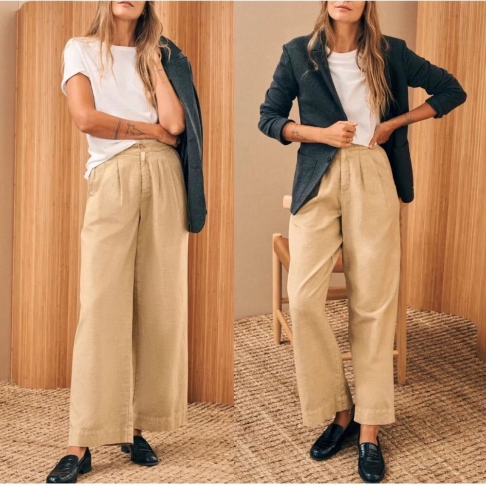 Faherty Sandstone High-Rise Wide Leg Pants